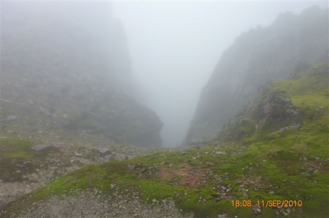 A view down a gulley at top of Ben Nevis